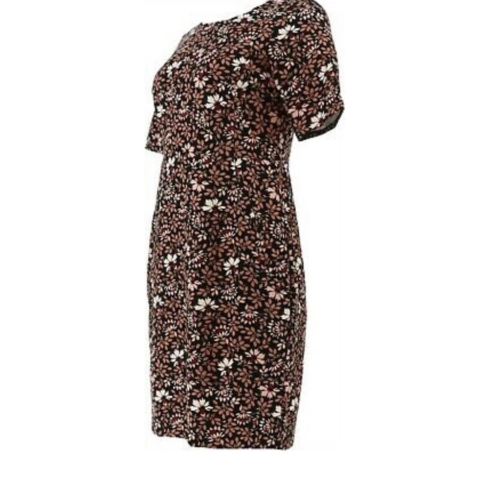 Lands' End Elbow Slv Ponte Sheath Dress Black Cameo Floral - Picture 2 of 4